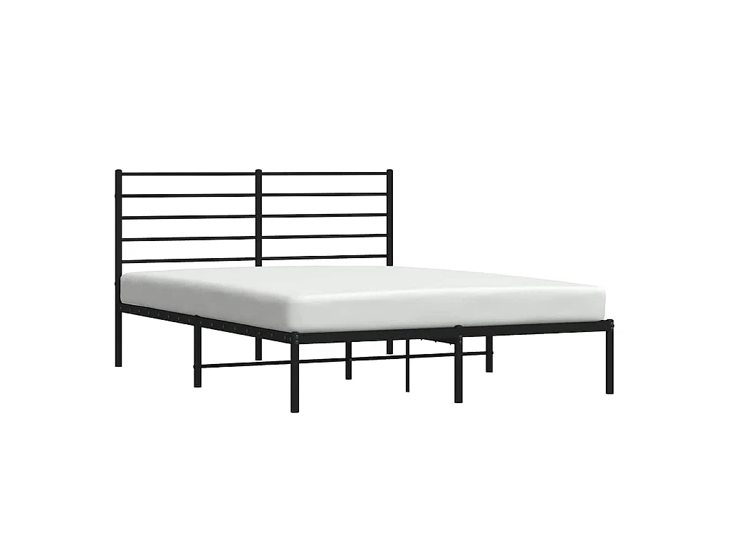 Cadre de lit métal sans matelas avec tête de lit noir 135x190cm