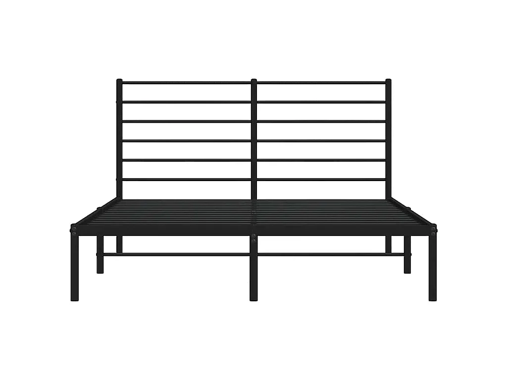 Cadre de lit métal sans matelas avec tête de lit noir 135x190cm