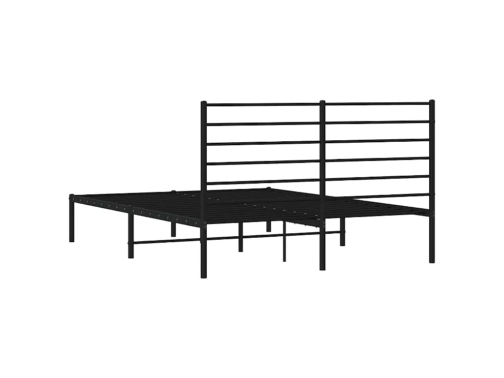 Cadre de lit métal sans matelas avec tête de lit noir 135x190cm