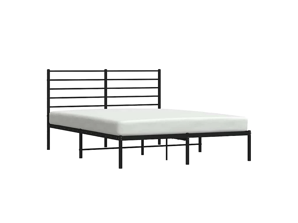 Bedframe met hoofdbord metaal zwart 135x190 cm