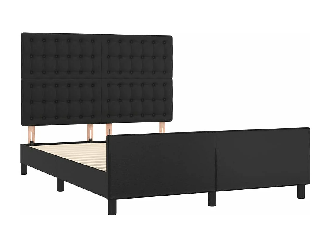 Bedframe met hoofdeind kunstleer zwart 140x190 cm
