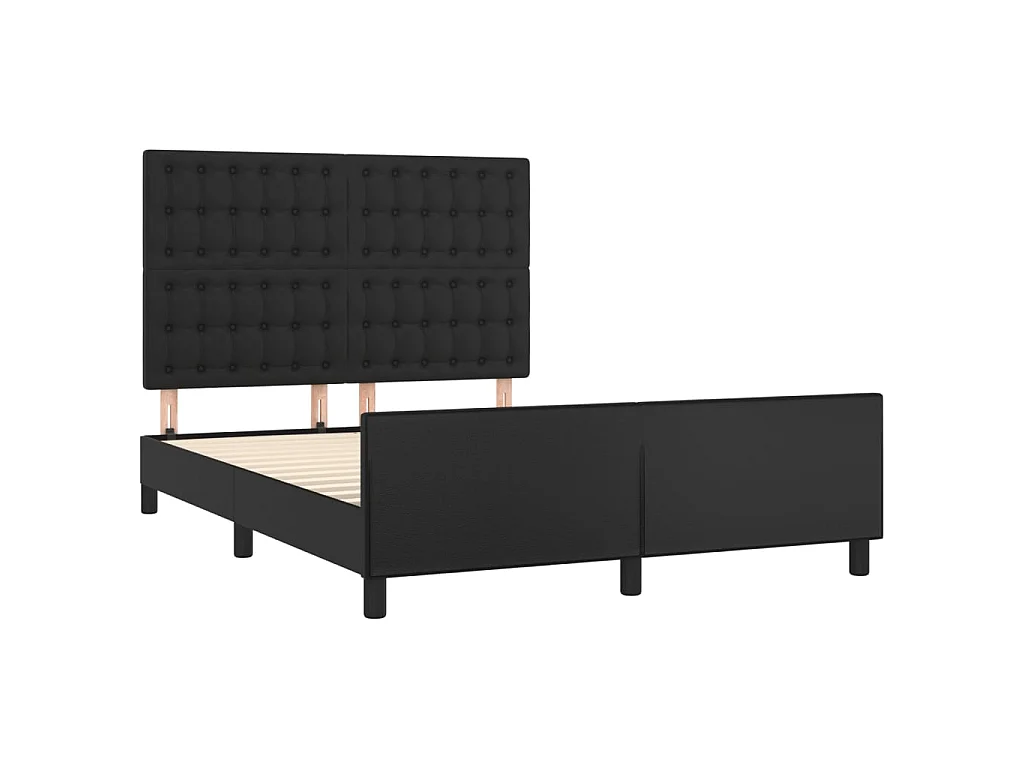 Giroletto con Testiera Nero 140x190 cm in Similpelle