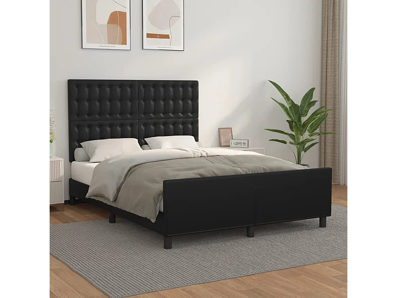 Bedframe met hoofdeind kunstleer zwart 140x190 cm