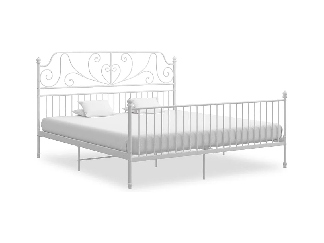 Cadre de lit sans matelas blanc métal 200x200 cm