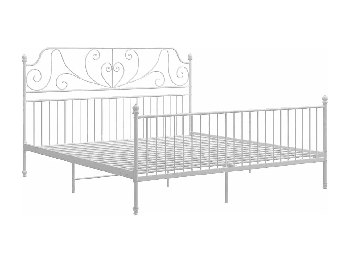 Cadre de lit sans matelas blanc métal 200x200 cm