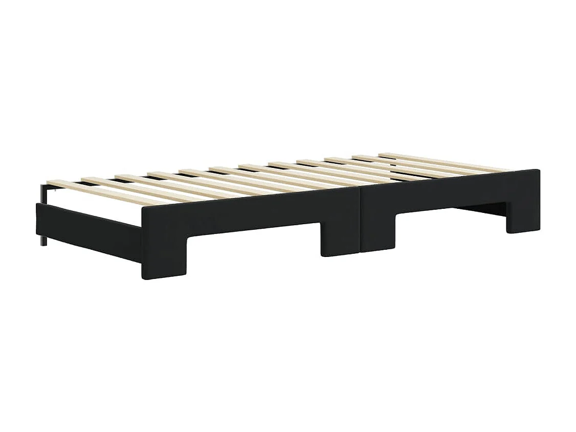 Slaapbank met onderschuifbed en lades 90x200 cm fluweel zwart