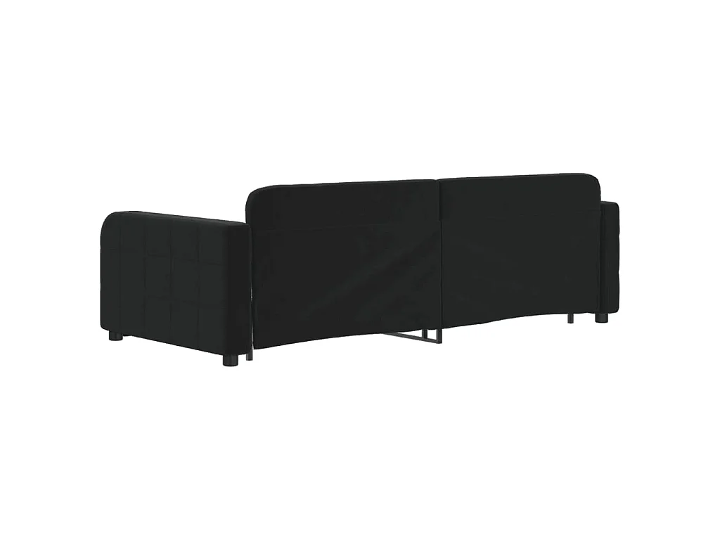 Tagesbett Ausziehbar mit Schubladen Schwarz 90x200 cm Samt