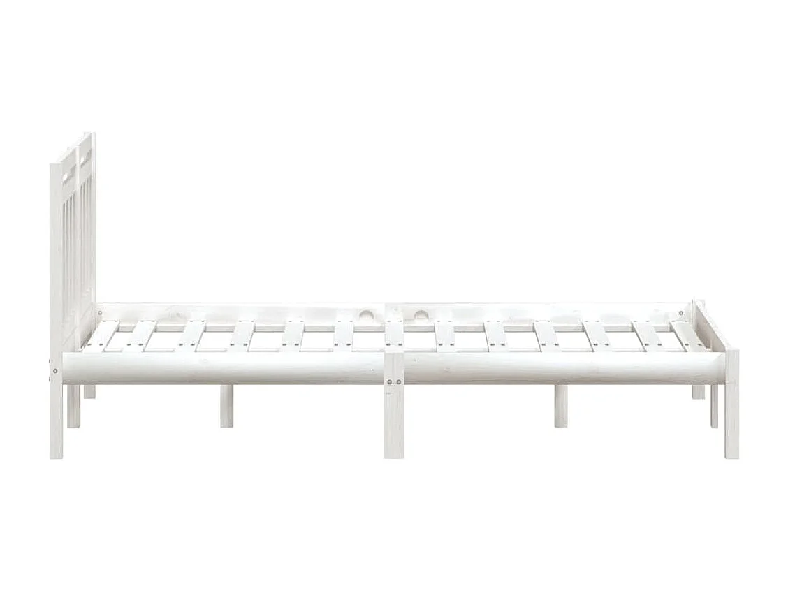 Cadre de lit sans matelas blanc bois massif 140x190 cm