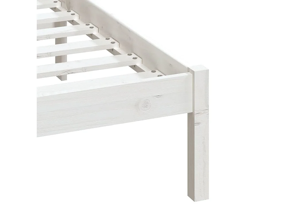 Cadre de lit sans matelas blanc bois massif 140x190 cm