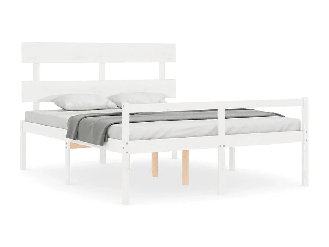Cama para idosos com cabeceira 160x200 cm madeira maciça branco