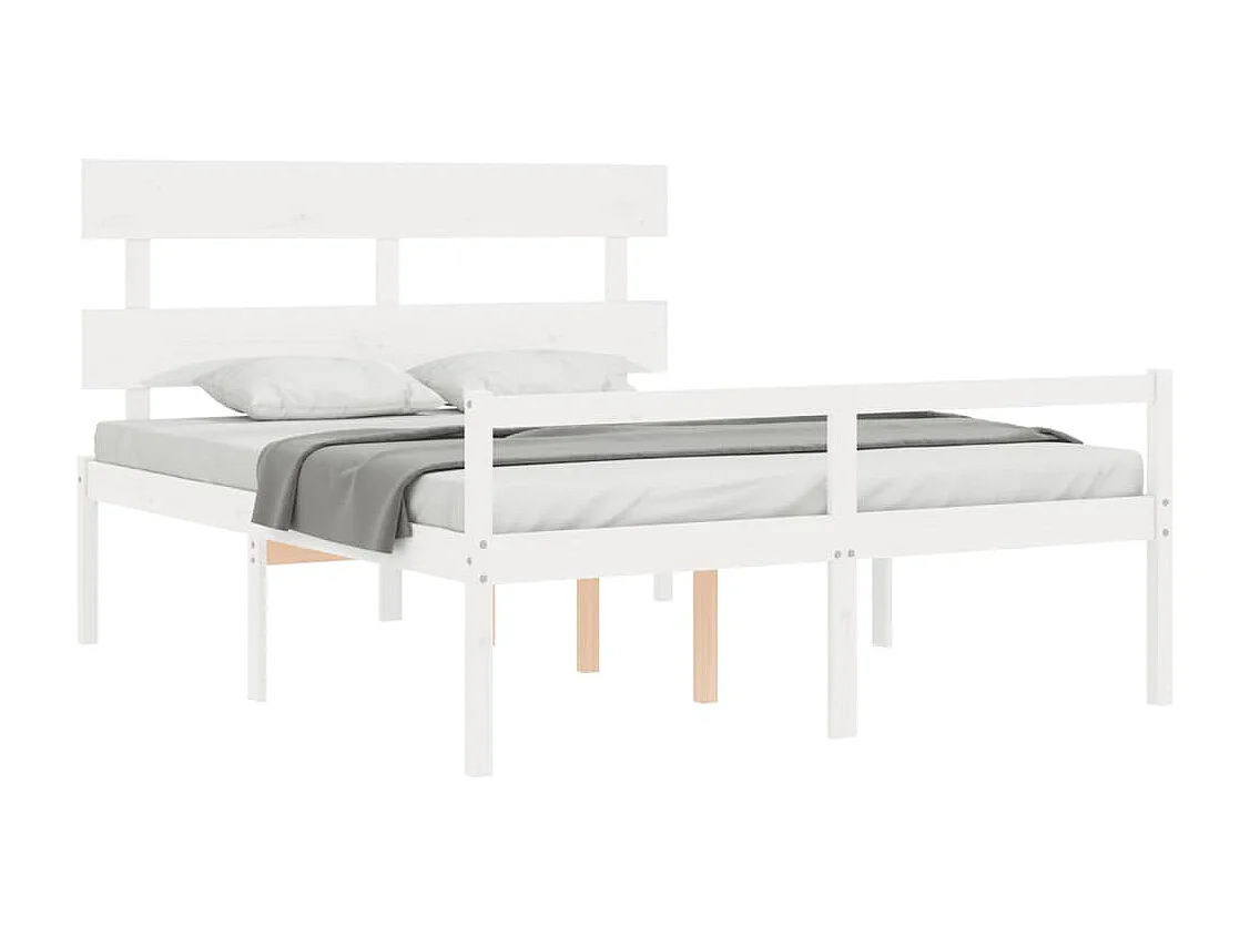 Cama para idosos com cabeceira 160x200 cm madeira maciça branco