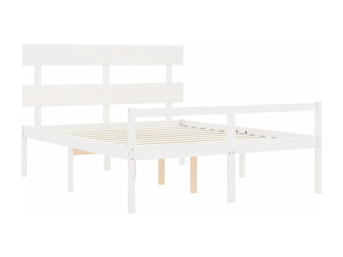 Cama para idosos com cabeceira 160x200 cm madeira maciça branco
