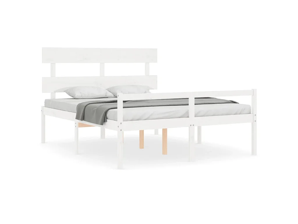 Lit pour personne âgée sans matelas blanc 160x200cm bois massif