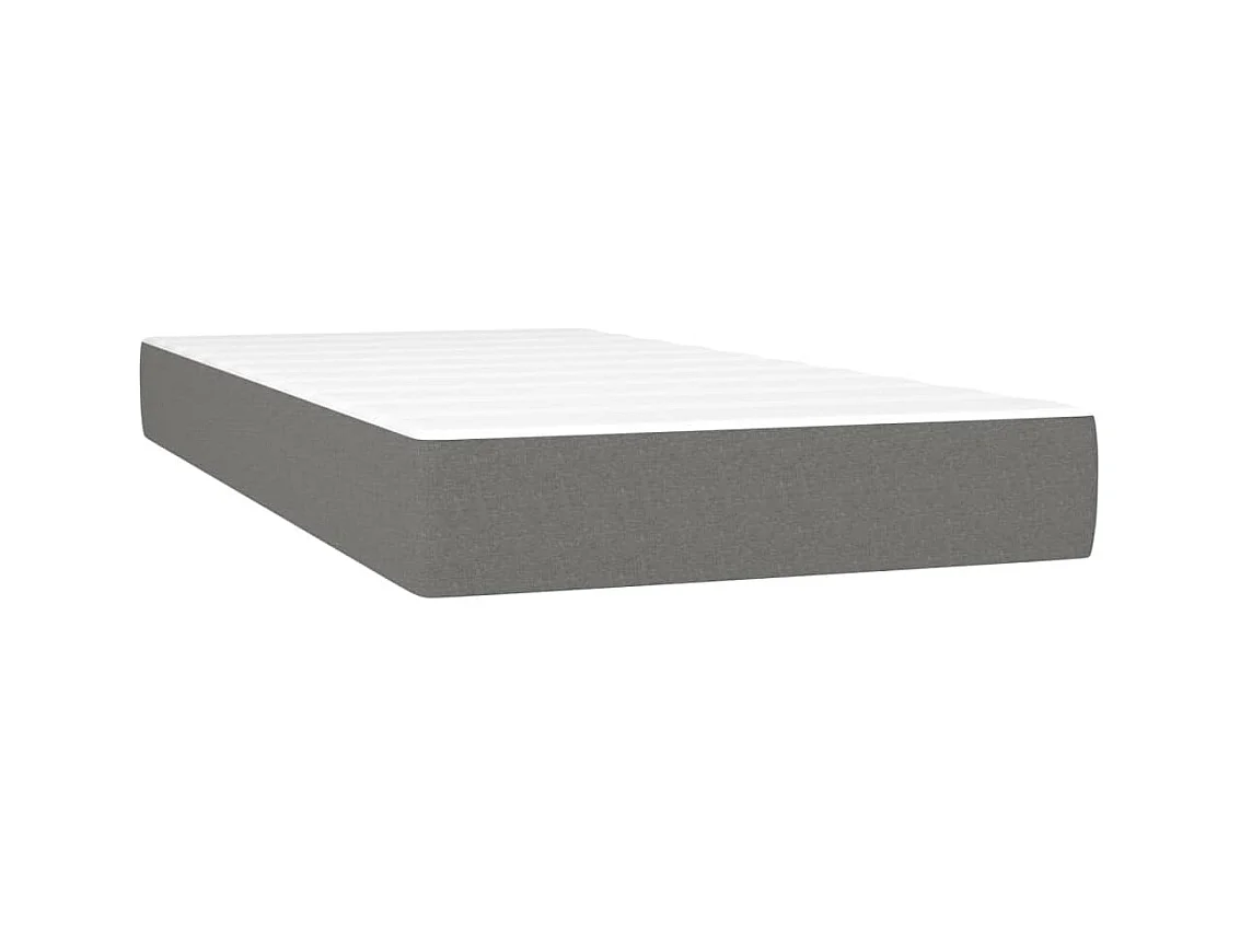 Letto a Molle Materasso e LED Grigio Scuro 100x200cm in Tessuto