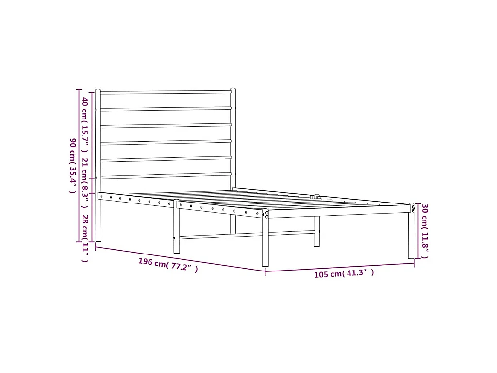 Bettgestell mit Kopfteil Metall Schwarz 100x190 cm