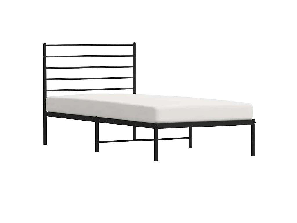 Cadre de lit métal sans matelas avec tête de lit noir 100x190cm