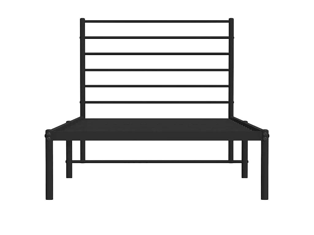 Cadre de lit métal sans matelas avec tête de lit noir 100x190cm