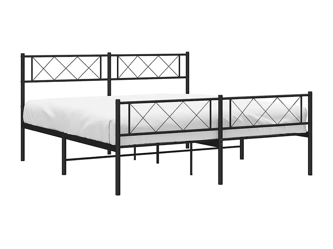 Bedframe met hoofd- en voeteneinde metaal zwart 135x190 cm