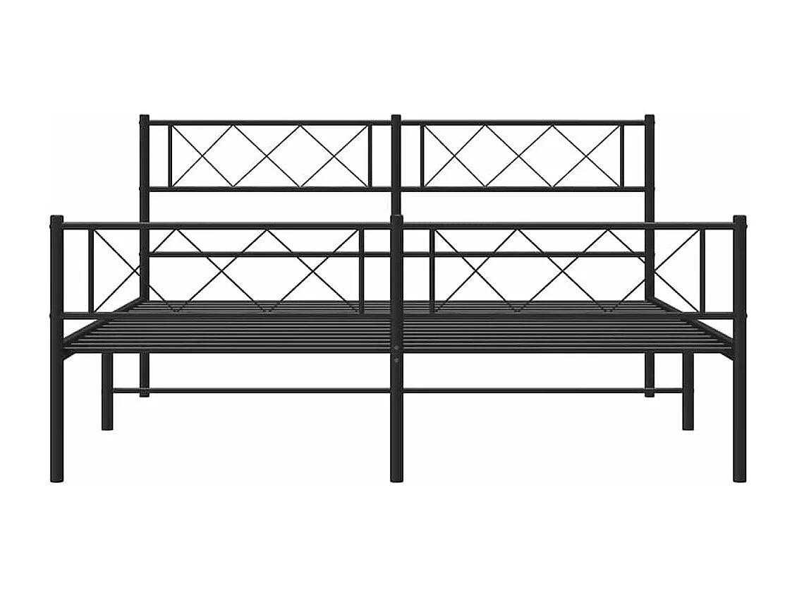 Bedframe met hoofd- en voeteneinde metaal zwart 135x190 cm