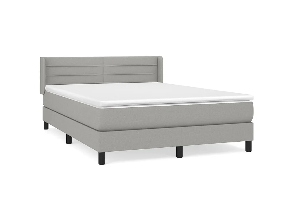 Sommier à lattes de lit avec matelas Gris clair 140x190cm Tissu