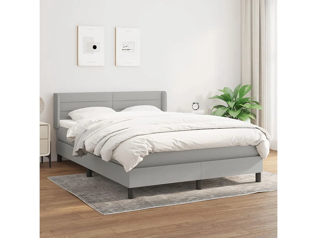 Sommier à lattes de lit avec matelas Gris clair 140x190cm Tissu