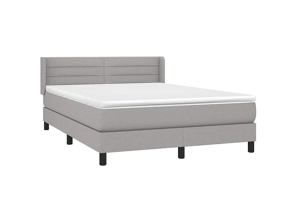 Sommier à lattes de lit avec matelas Gris clair 140x190cm Tissu