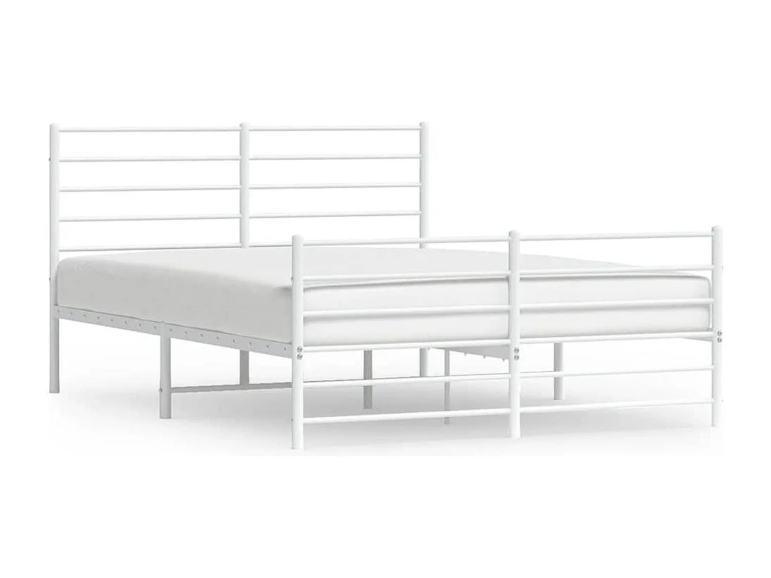 Estrutura de cama com cabeceira e pés 135x190 cm metal branco