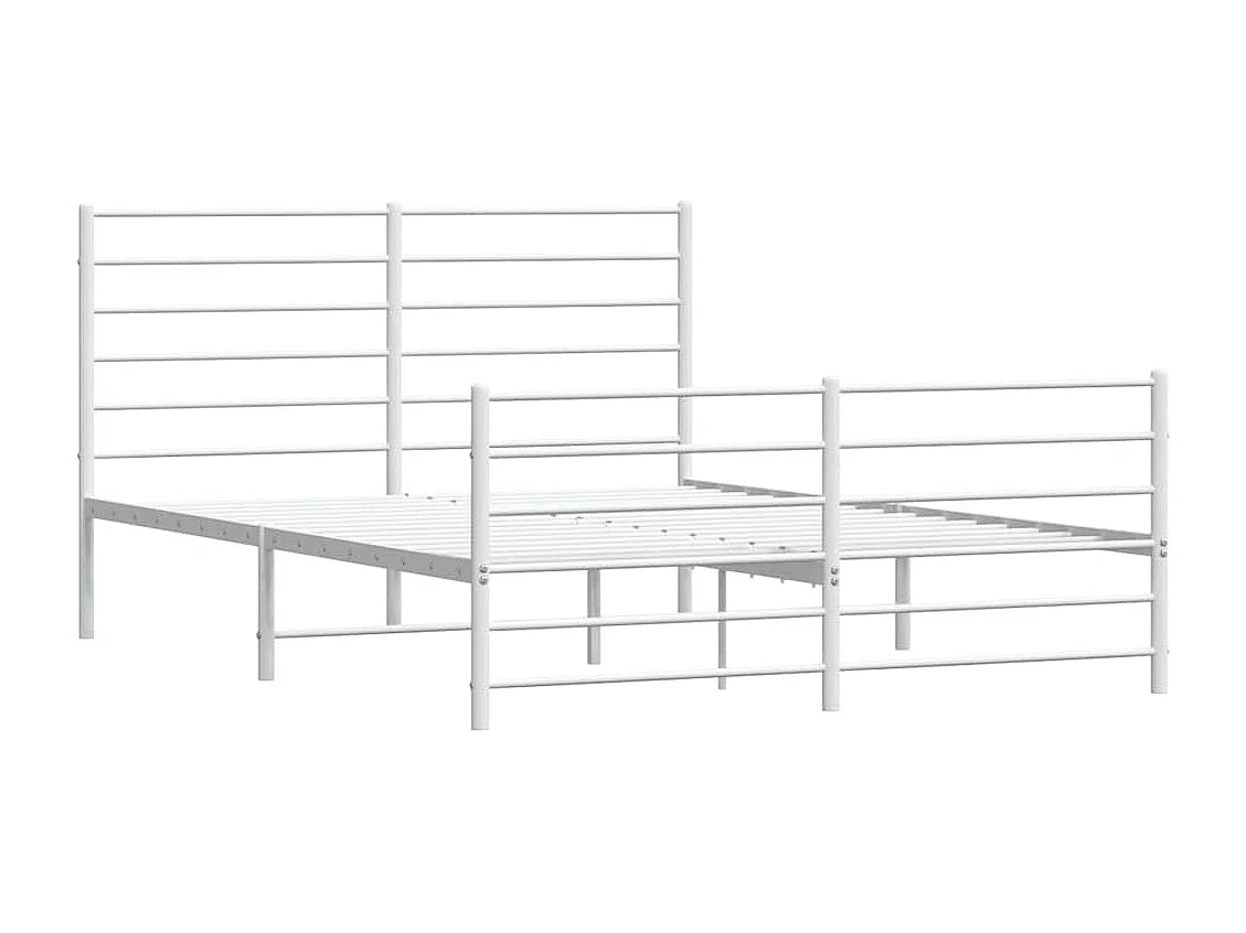 Estrutura de cama com cabeceira e pés 135x190 cm metal branco