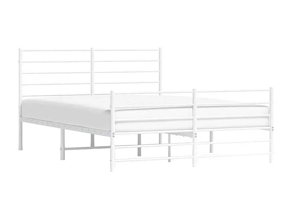 Estrutura de cama com cabeceira e pés 135x190 cm metal branco