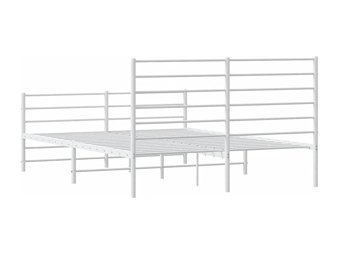 Estrutura de cama com cabeceira e pés 135x190 cm metal branco