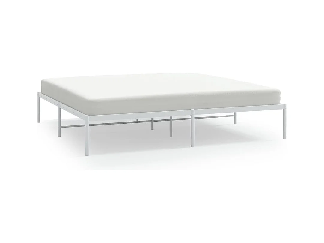 Cadre de lit métal sans matelas blanc 180x200 cm
