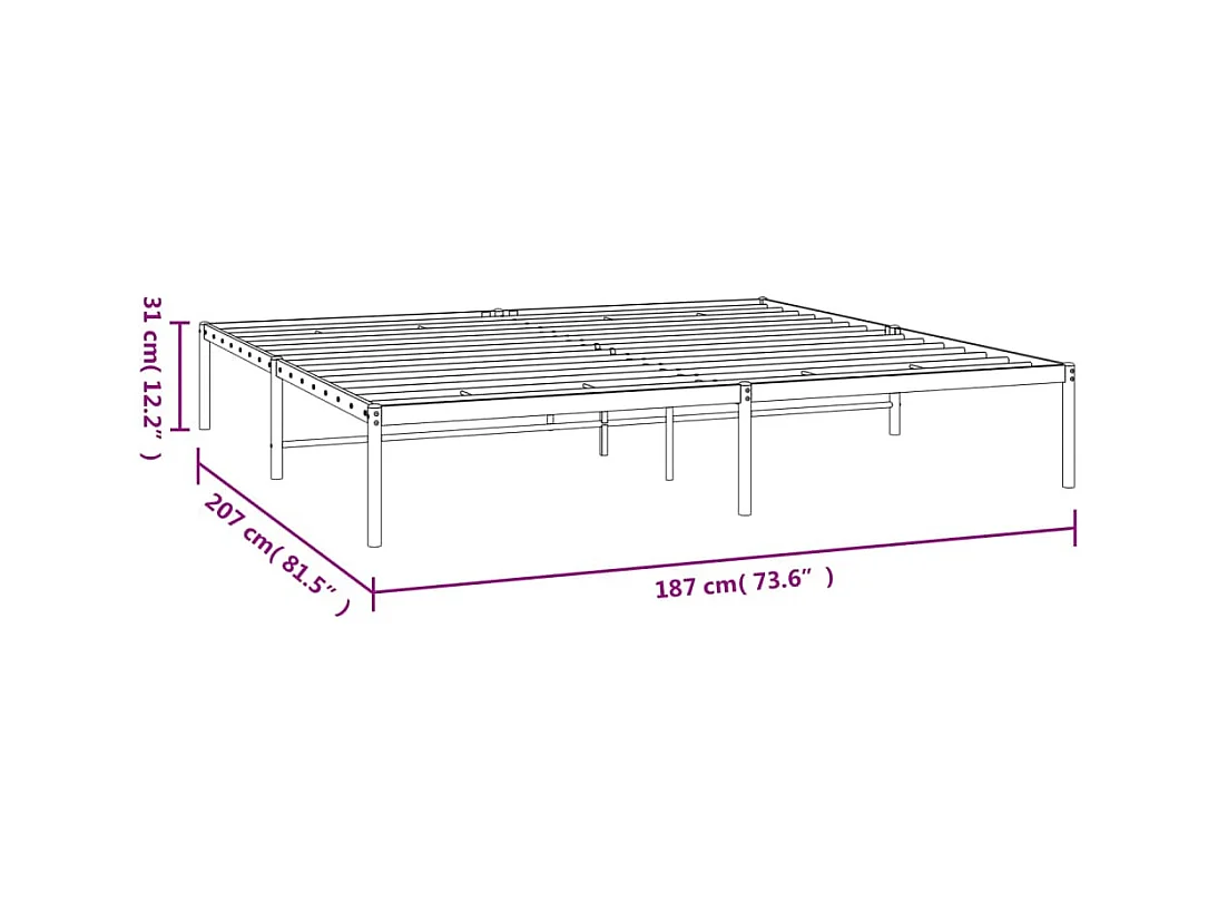 Cadre de lit métal sans matelas blanc 180x200 cm