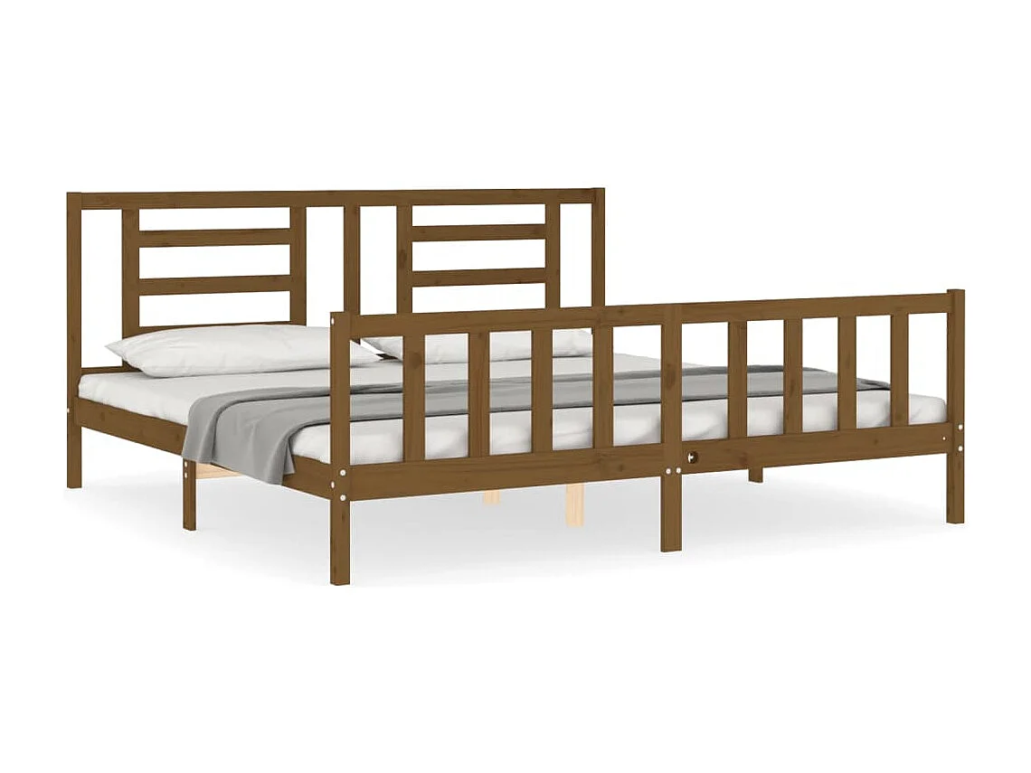Cadre de lit sans matelas marron miel 200x200cm bois pin massif