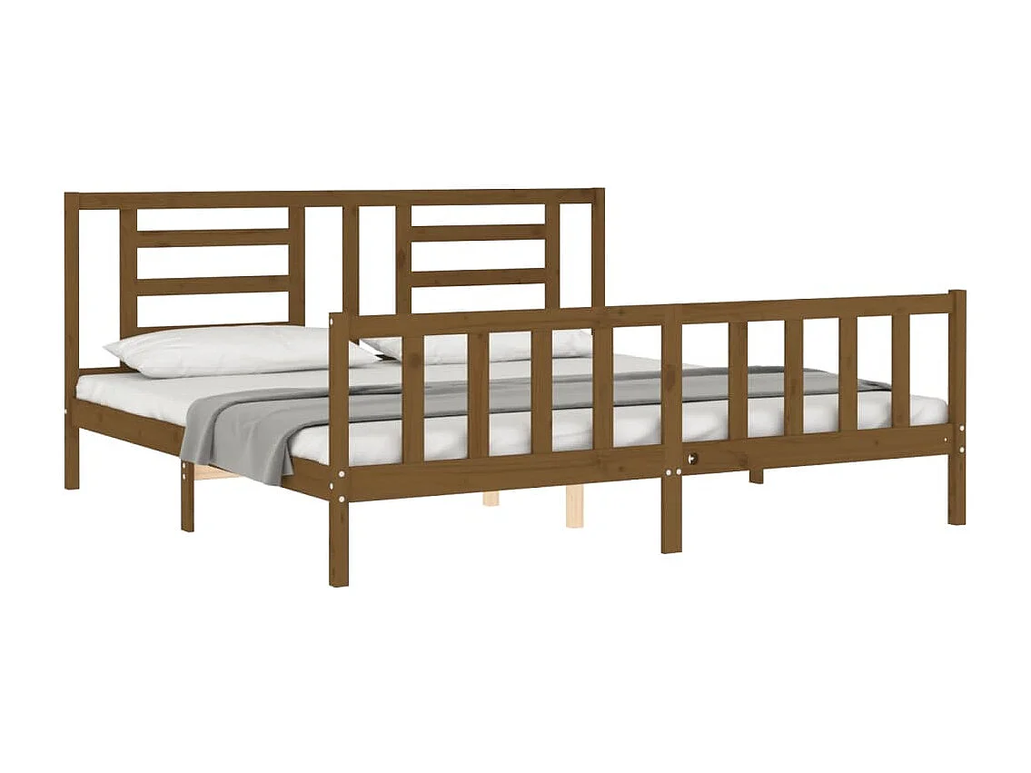Cadre de lit sans matelas marron miel 200x200cm bois pin massif
