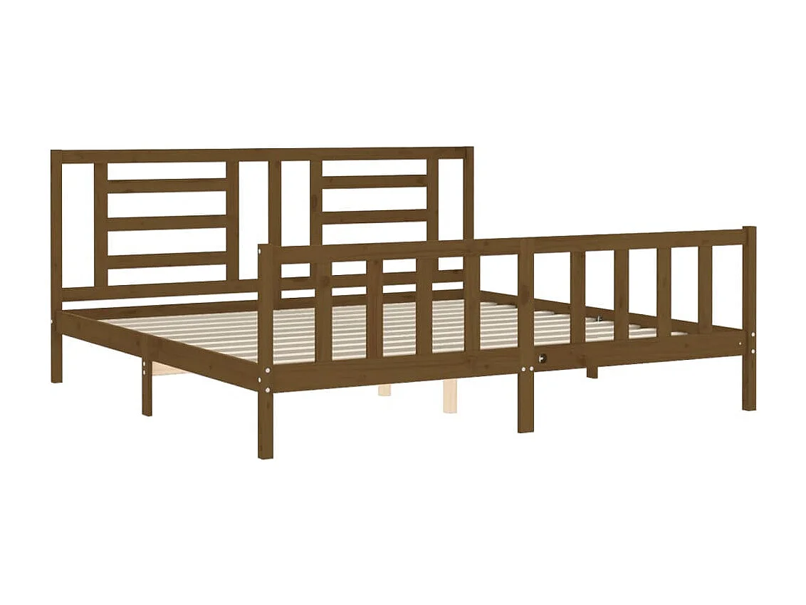 Cadre de lit sans matelas marron miel 200x200cm bois pin massif