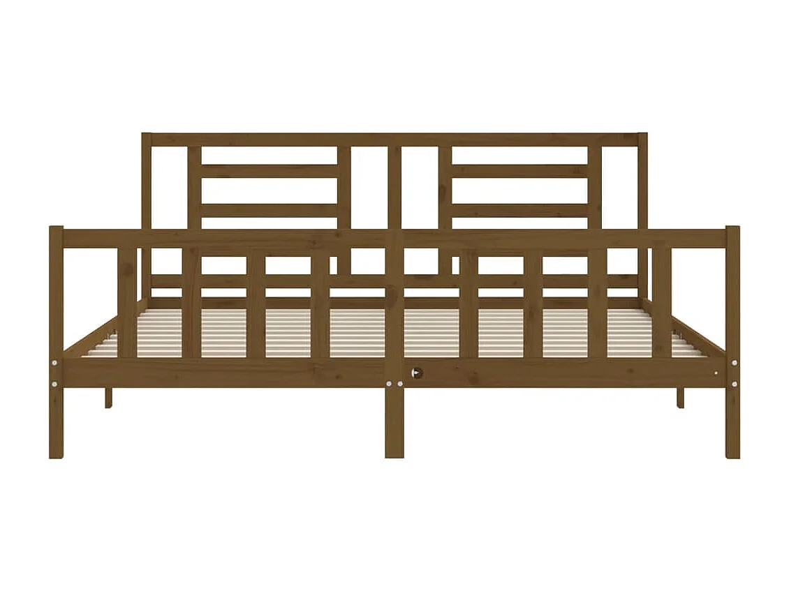 Cadre de lit sans matelas marron miel 200x200cm bois pin massif
