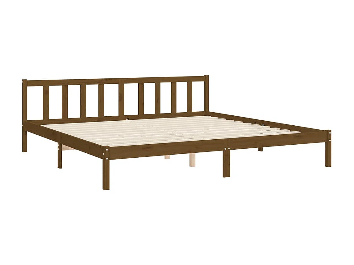 Cadre de lit sans matelas marron miel 200x200cm bois pin massif