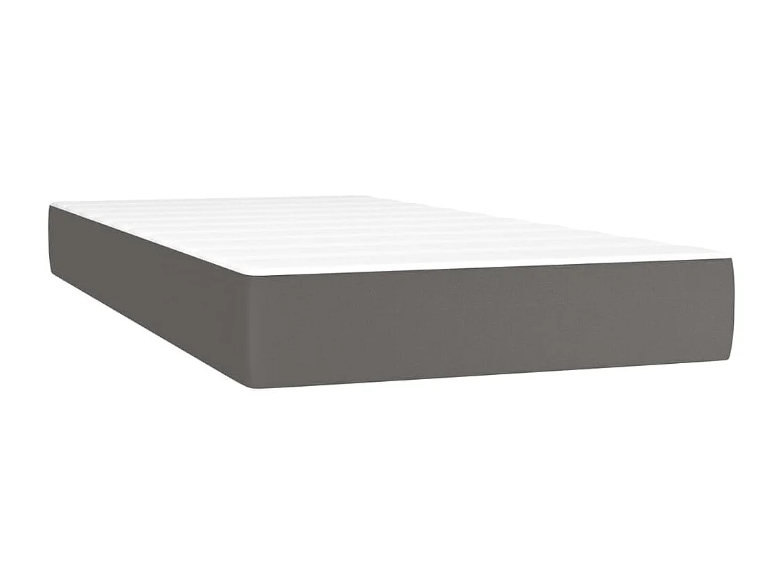 Boxspringbett mit Matratze & LED Grau 90x200 cm Kunstleder
