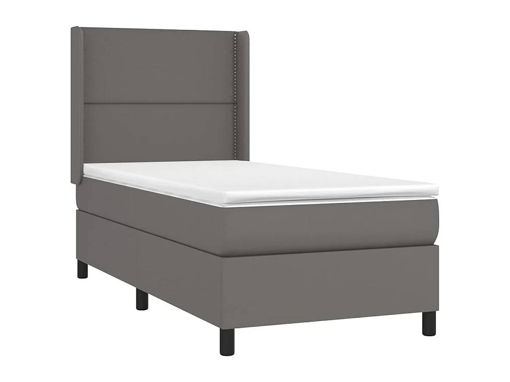 Sommier à lattes de lit matelas LED Gris 90x200 cm Similicuir