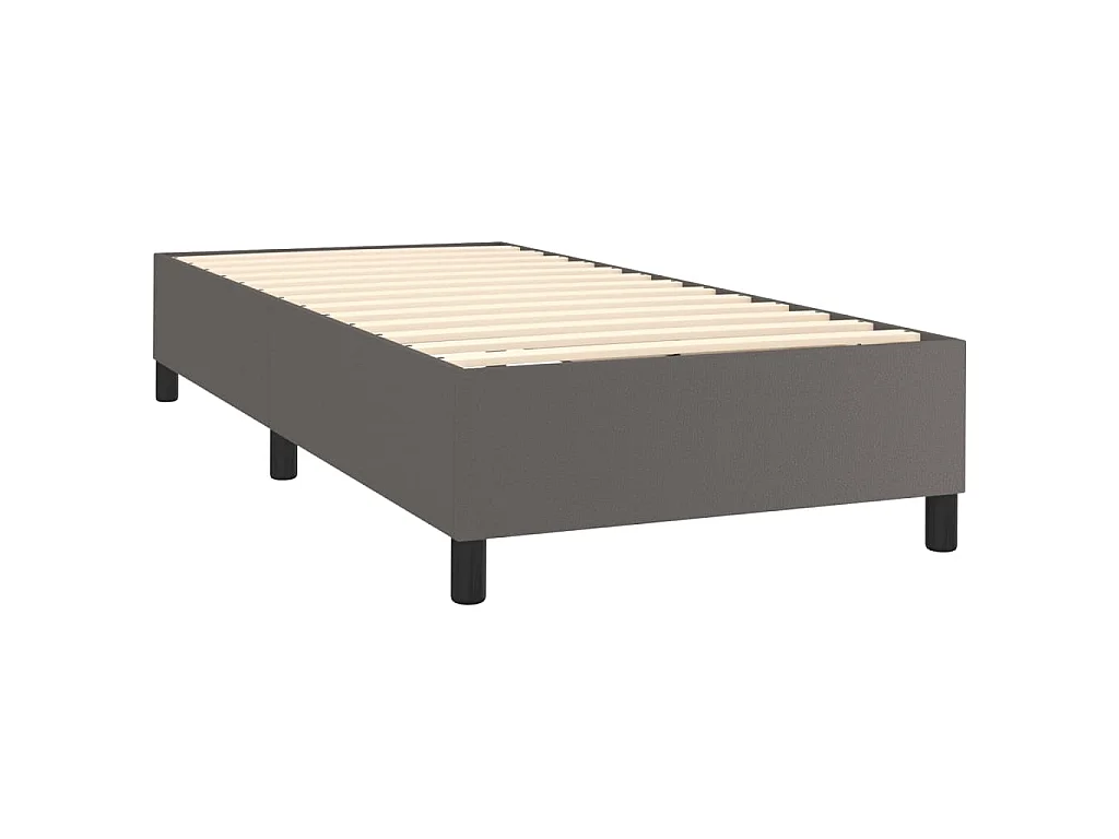Sommier à lattes de lit matelas LED Gris 90x200 cm Similicuir