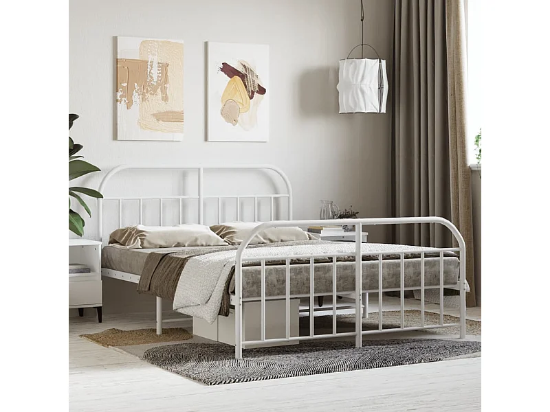 Bedframe met hoofd- en voeteneinde metaal wit 135x190 cm