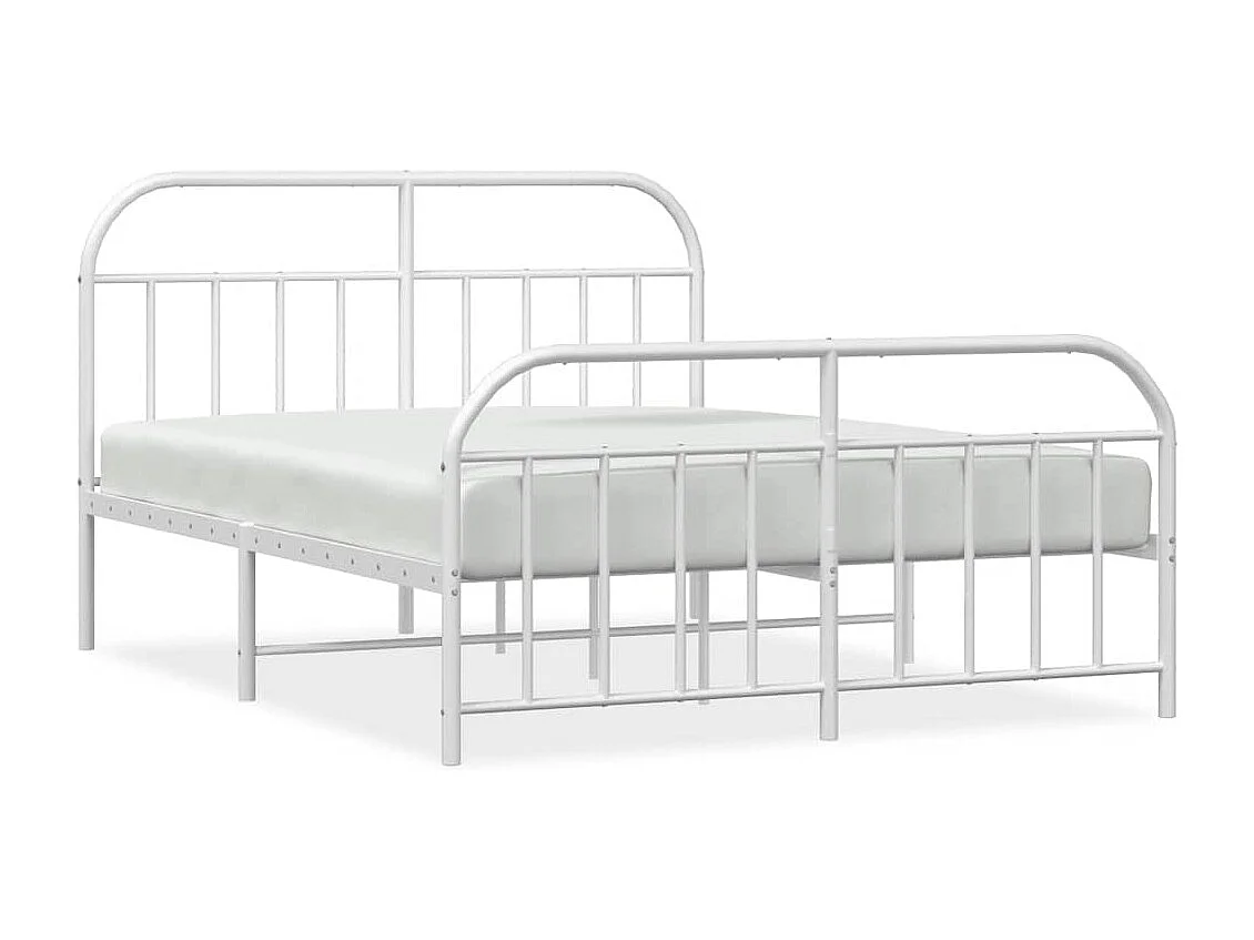 Bedframe met hoofd- en voeteneinde metaal wit 135x190 cm