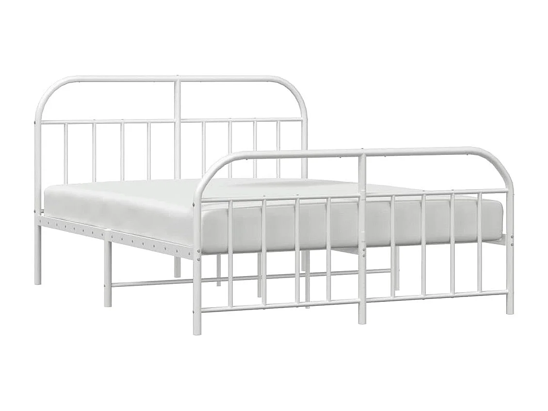 Bedframe met hoofd- en voeteneinde metaal wit 135x190 cm