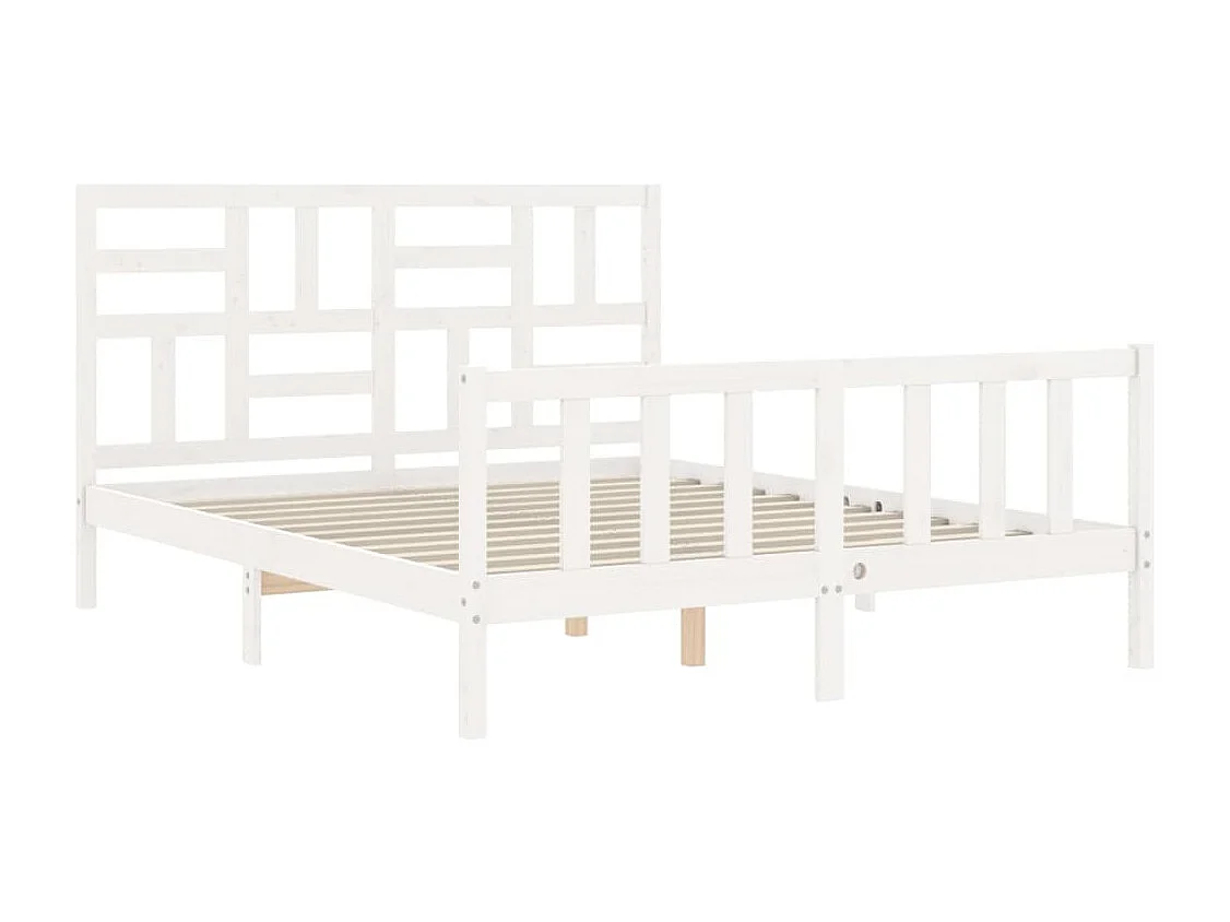 Cadre de lit sans matelas blanc 160x200 cm bois de pin massif