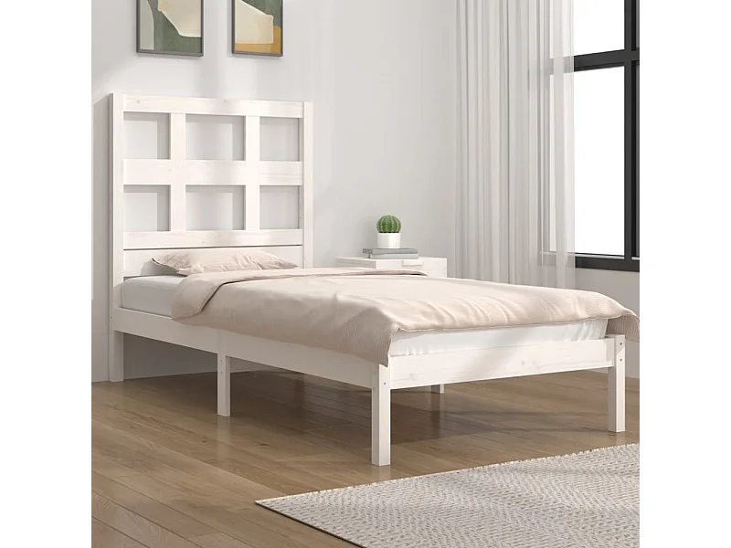 Cama sem colchão 75x190 cm madeira de pinho maciça branco