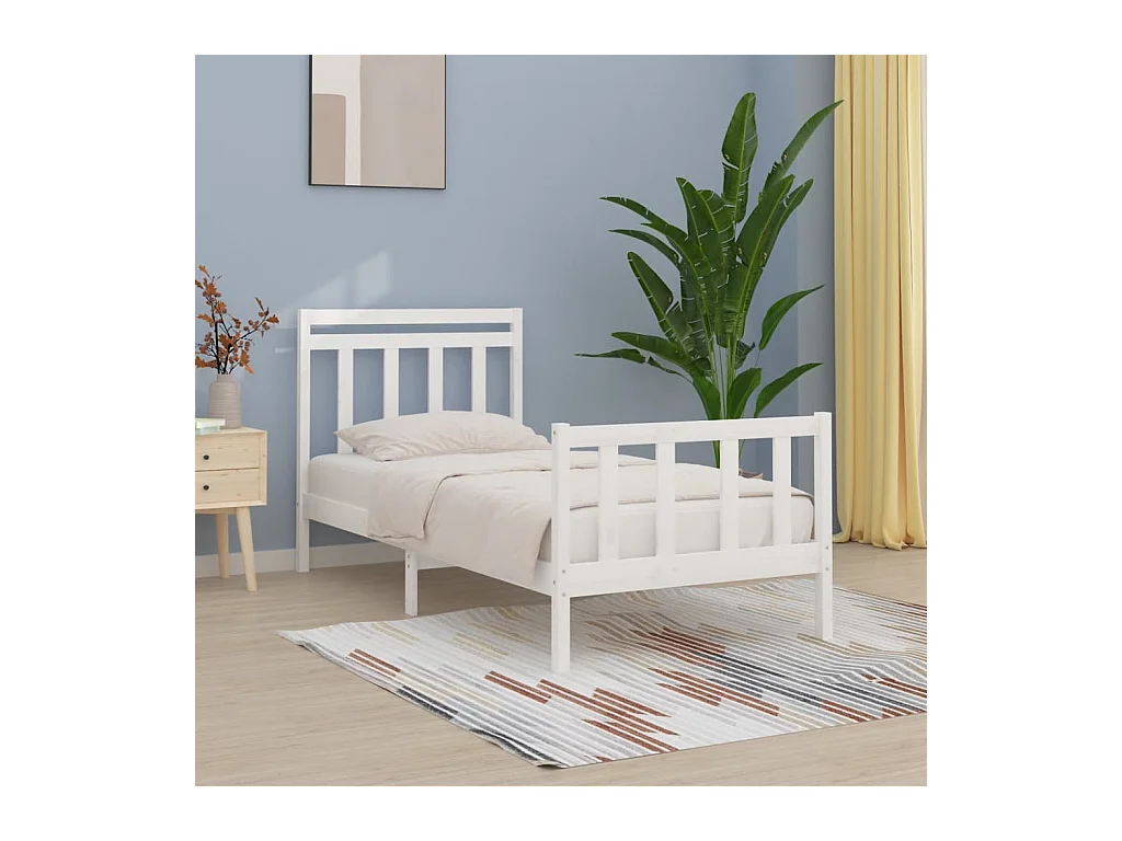 Cadre de lit sans matelas blanc bois de pin massif 100x200 cm