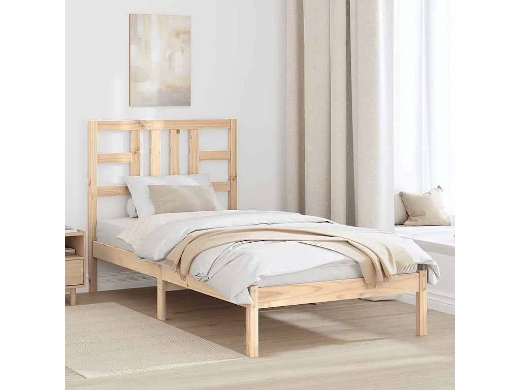 Estructura de cama madera maciza 90x190 cm