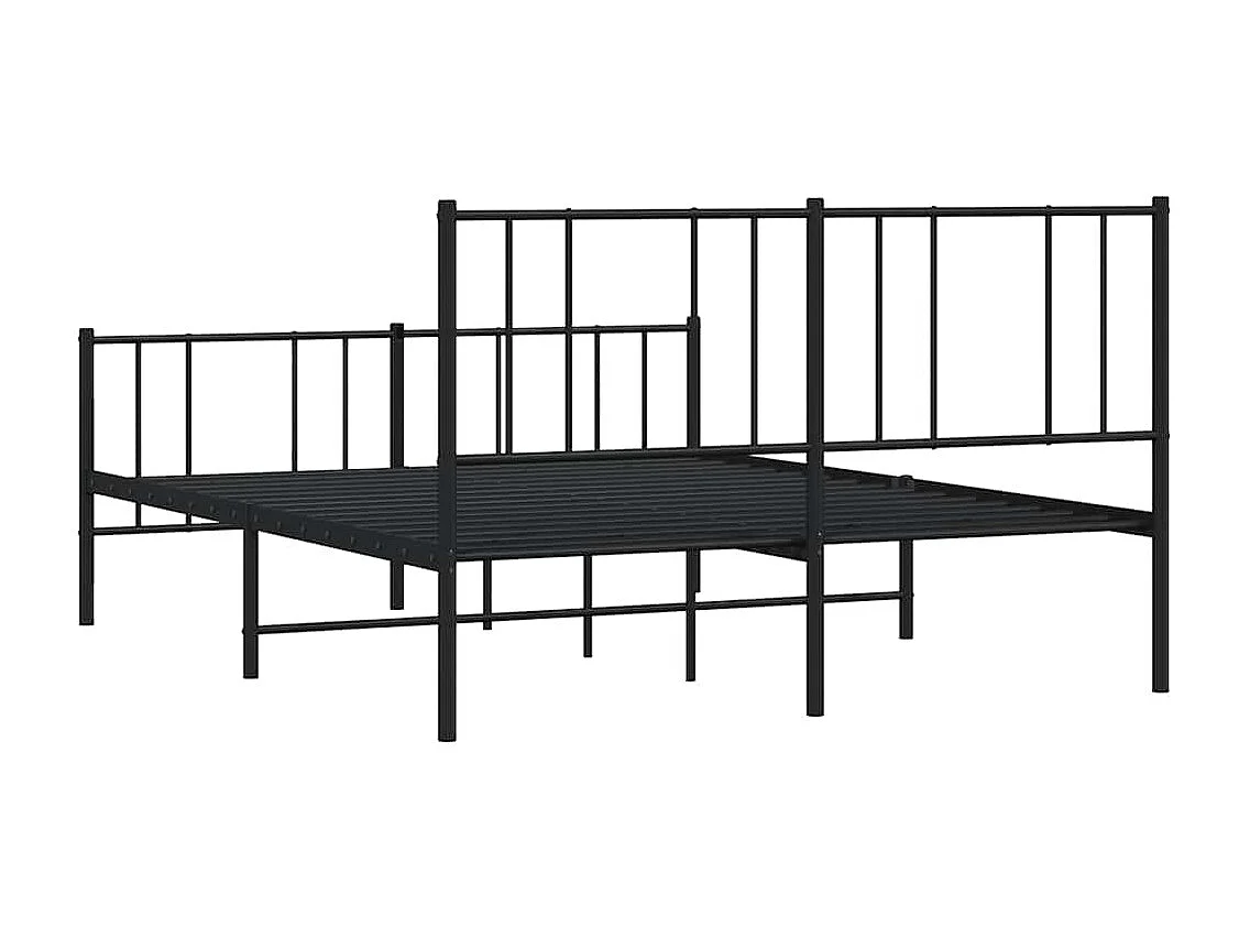 Cadre de lit métal sans matelas avec pied de lit noir 135x190cm