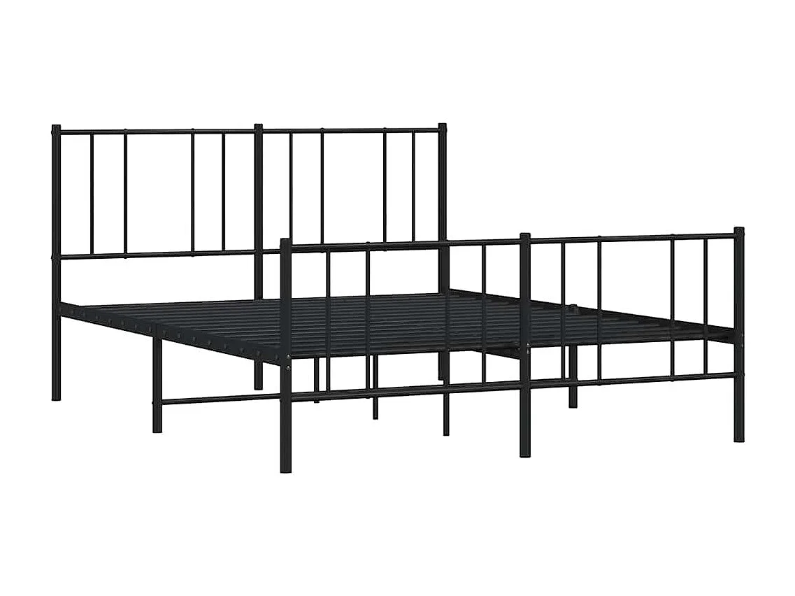 Bedframe met hoofd- en voeteneinde metaal zwart 135x190 cm
