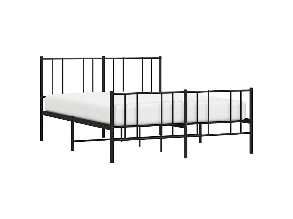 Bettgestell mit Kopf- und Fußteil Metall Schwarz 135x190 cm